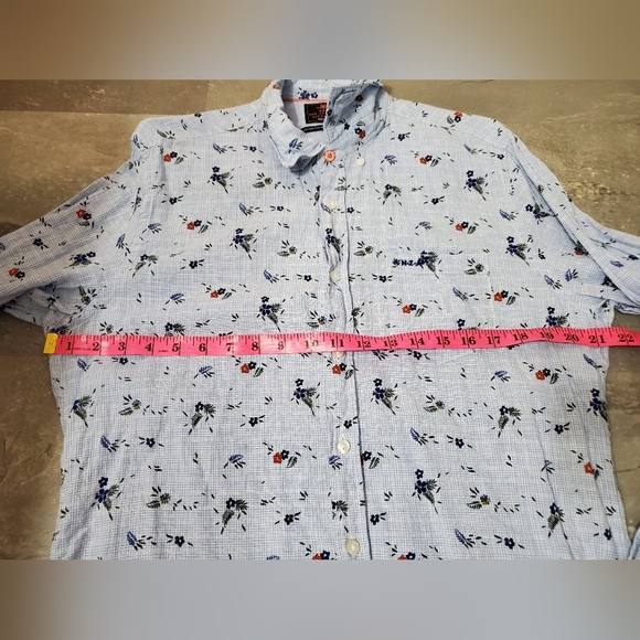 NZA New Zealand Auckland Plaid Floral Button Down Shirt. Blue, White. Men L. - Picture 11 of 11